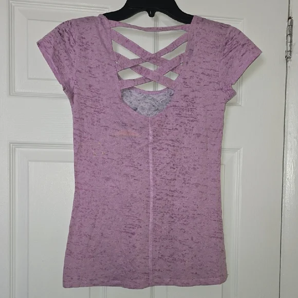Earth Yoga Purple Fitted Cap Sleeve Tee - Picture 4 of 5